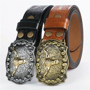 Lot 2 Cowboy Longhorn Belt 2 Western Cowboy Longhorn Cow Head Belt Engraved